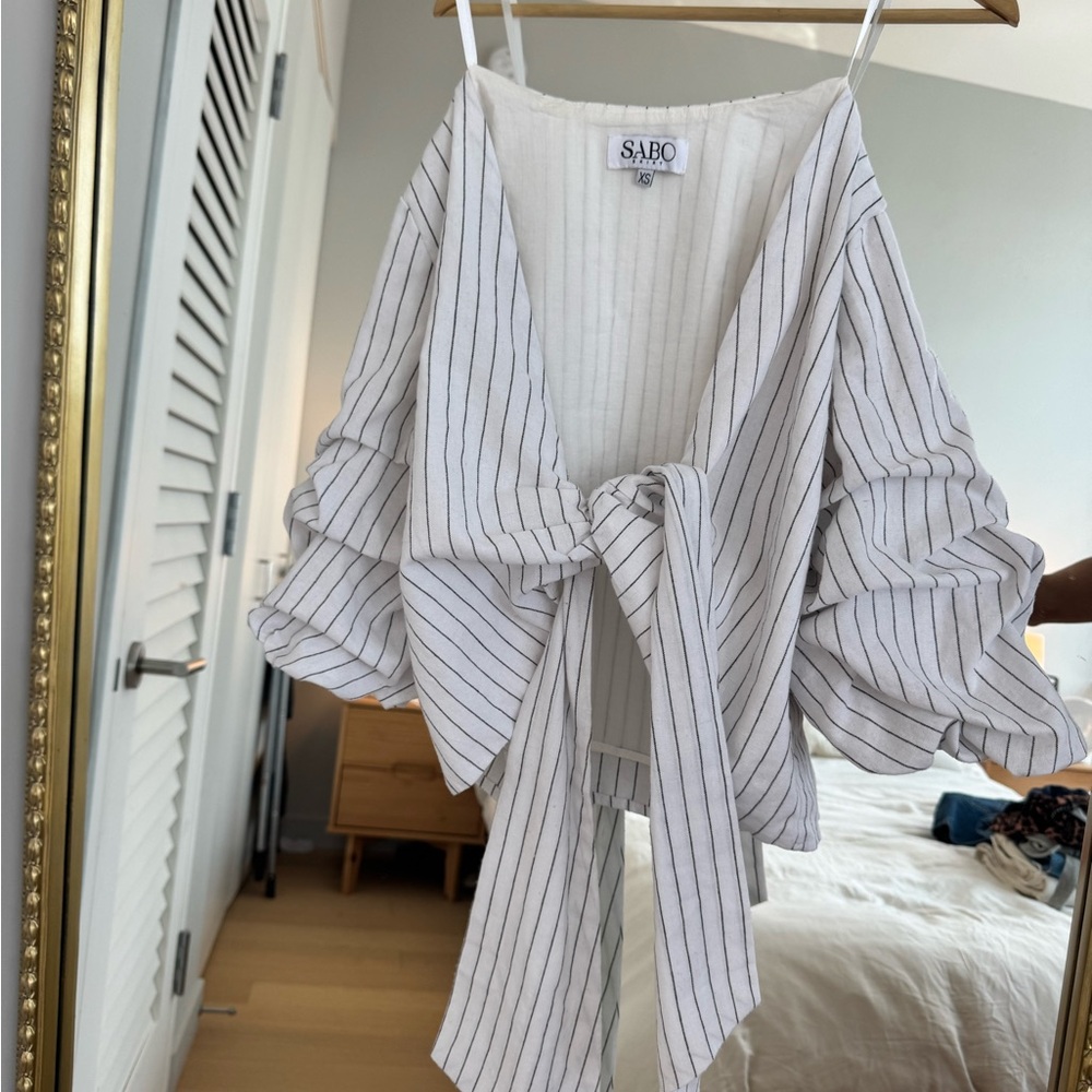 SABO White Striped Blouse